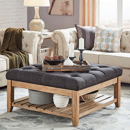 Oak coffee table - table, upholstered