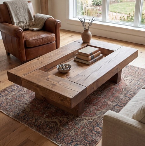 Solid wood beam - table, rustic