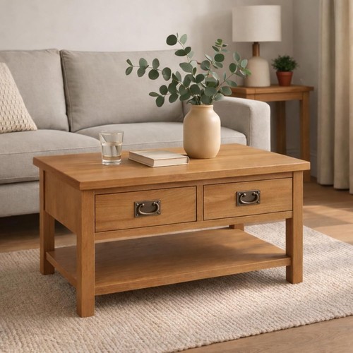 Oak coffee table with drawers - with,